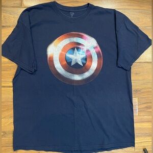 Marvel Captain America Shield Graphic Tee Men’s XL Navy Blue 100% Cotton